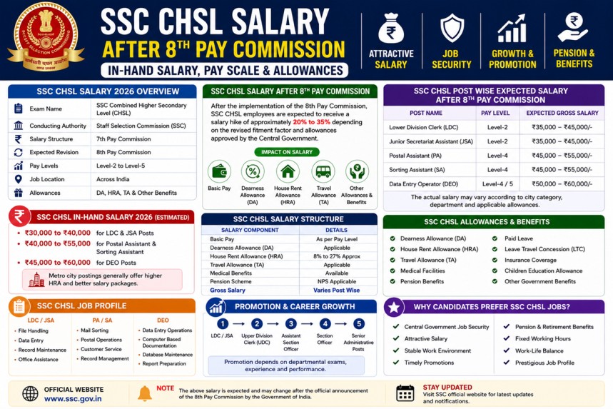 SSC CHSL Salary After 8th Pay Commission